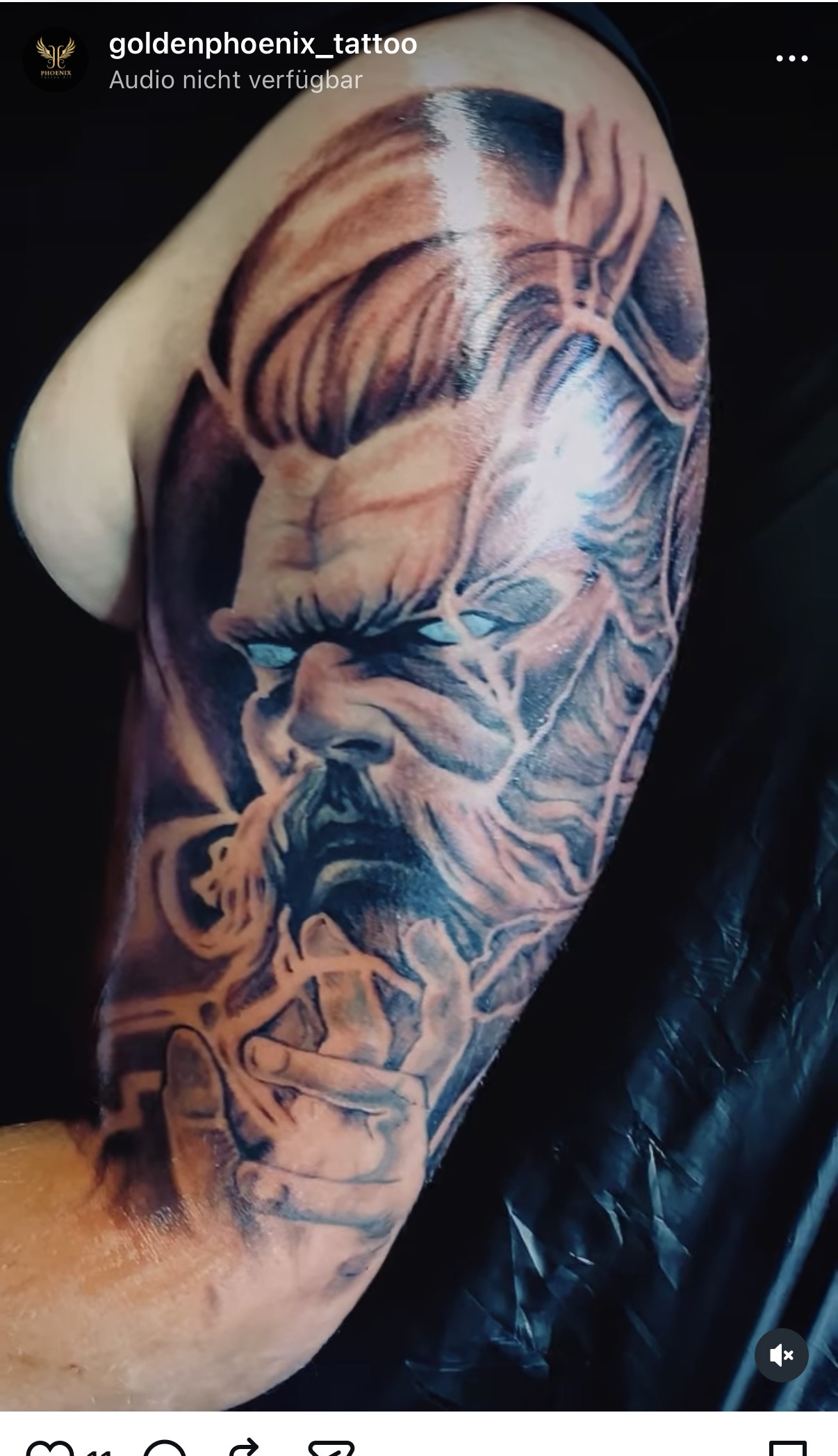 Realistic black and grey portrait tattoo by Golden Phoenix Tattoo Art